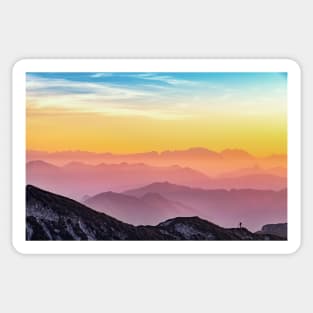 Radiant Horizon: A Colorful Sunset Captured Sticker